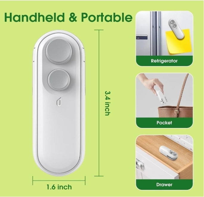 2-in-1 USB Rechargeable Mini Bag Sealer & Cutter | Portable Heat Sealing Machine with Magnetic Back