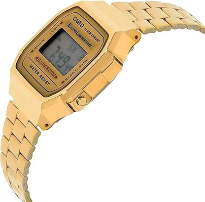 Classic Stainless Steel Digital Watch Royal Gold | Everyday Waterproof Wrist Watch